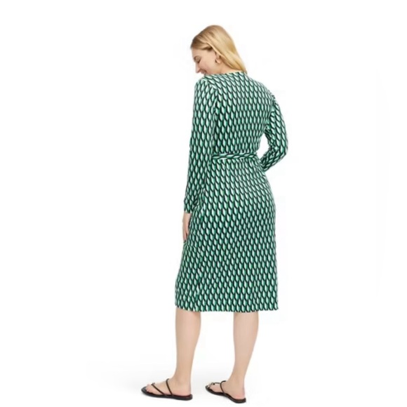 NWT Women's Long Sleeve Midi Arrow Geo Green Wrap Dress - DVF for Target - Picture 7 of 10